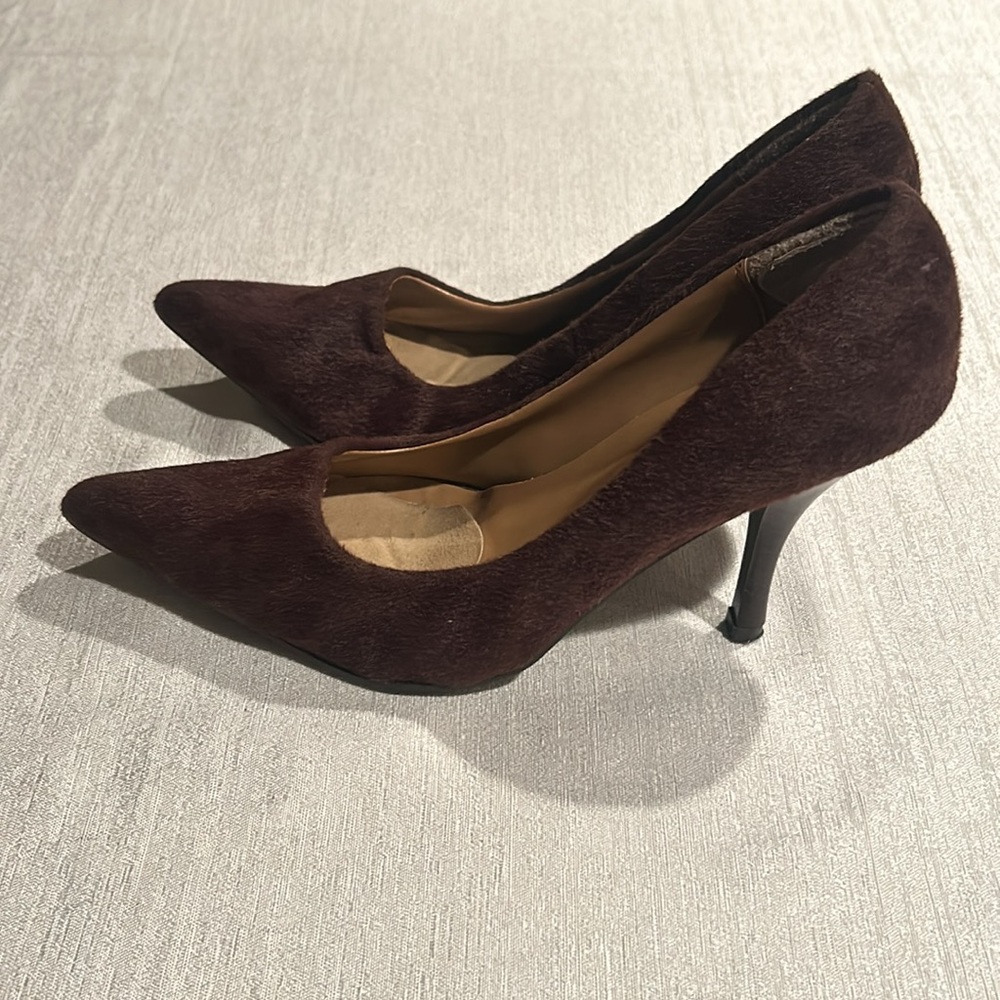 Splash Ffw Suede Leopard Print Pointed Toe Heels - image 5